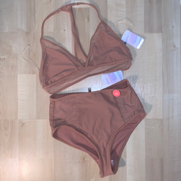 Forever 21 Other - XXI High Waisted Mesh Block Detail Bikini Set